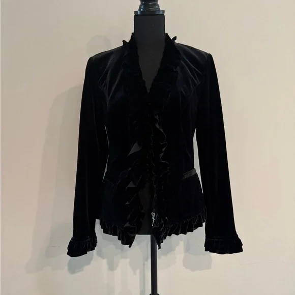INC International Concepts Black velvet Jacket Sz M - Picture 1 of 7